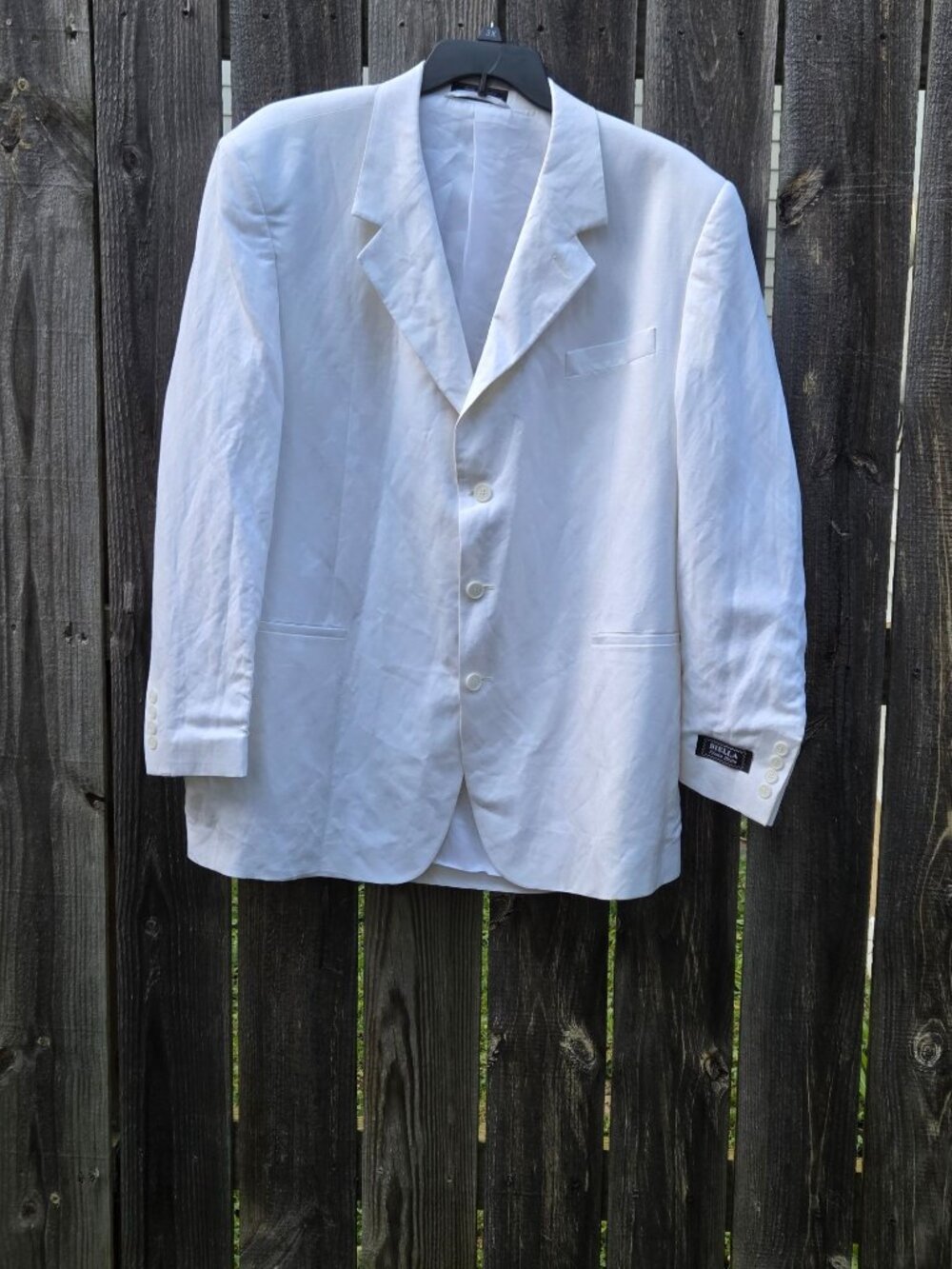 Marco Biella Mens White Linen-Blend Blazer Jacket Linen Blend Size 48 R
